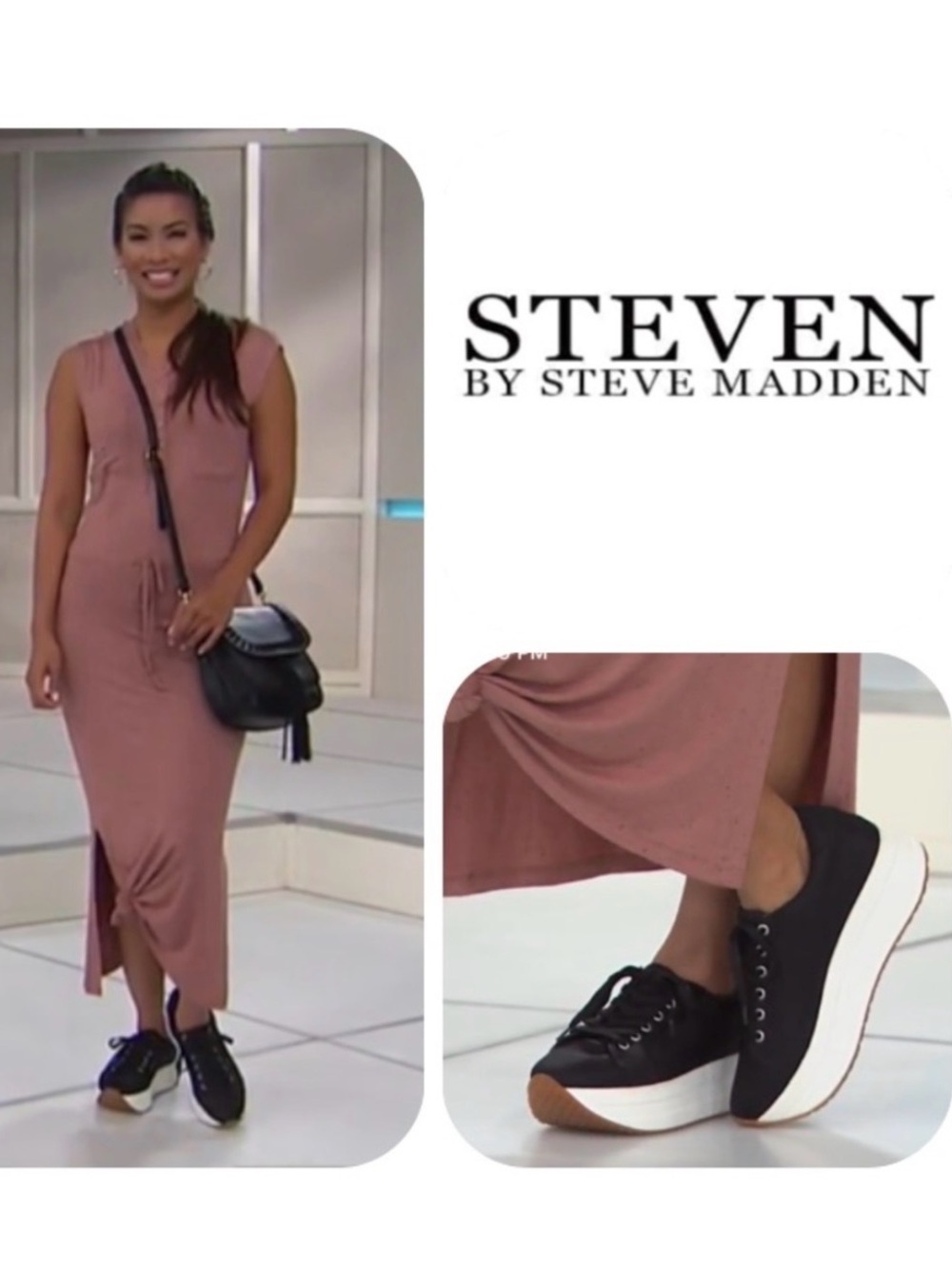 STEVEN by Steve Madden Barb Platform Lace-up Sneaker in Black Size 8B
